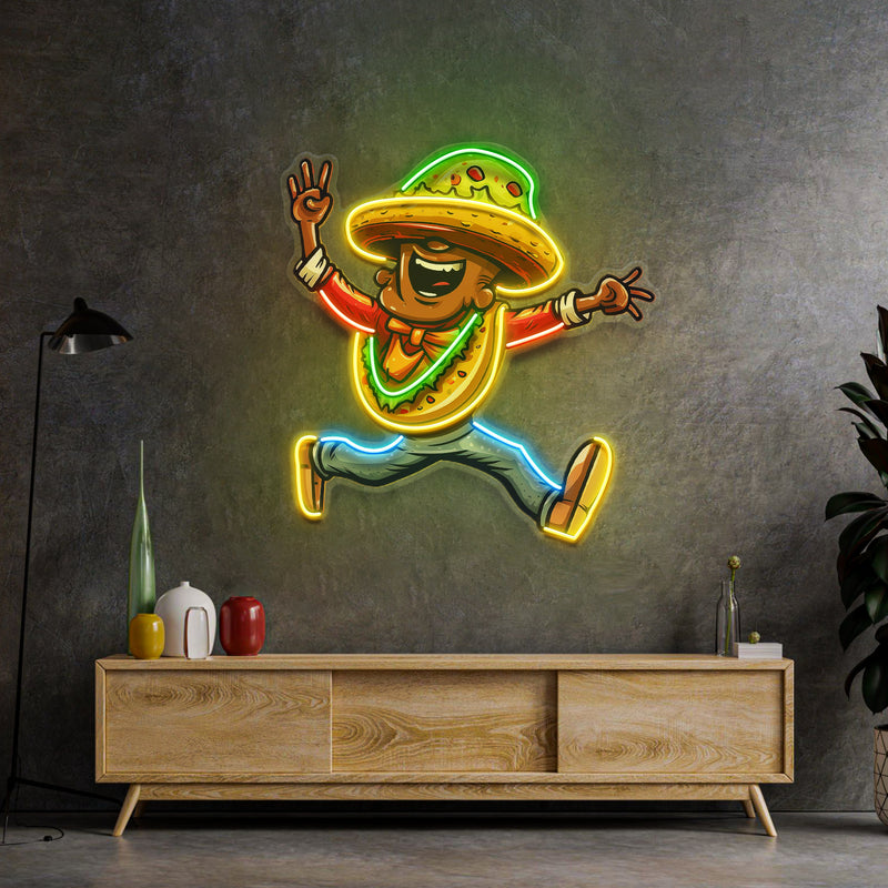 A Taco Dancing Disco Music LED Neon Sign Light Pop Art