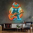 Cat Character With Guitar LED Neon Sign Light Pop Art