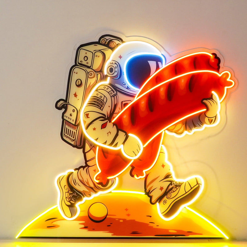 Astronaut and Sausage Led Neon Acrylic Artwork