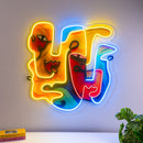 Two Quirky Faces Abstract Art LED Neon Sign Light Pop Art