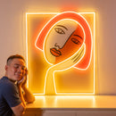 Thinking Girl Face Abstract Art LED Neon Sign Light