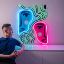 Colorful Two Faces Abstract Art LED Neon Sign Light