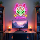 Hand Drawn Kitsune LED Neon Sign Light Pop Art