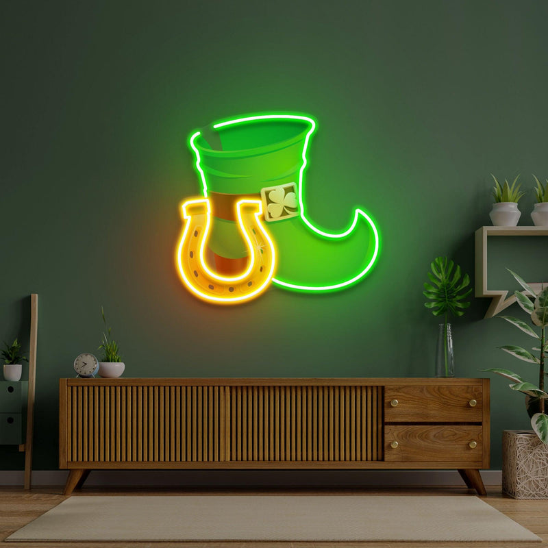 Boot and Horsehoe Neon Sign - Saint Patrick Day - Custom Neon Signs | LED Neon Signs | Zanvis Neon®