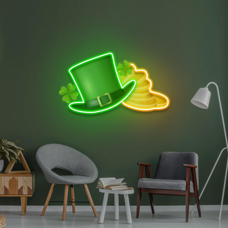 Hat and Gold Saint Patrick Day LED Neon Signs - Custom Neon Signs | LED Neon Signs | Zanvis Neon®