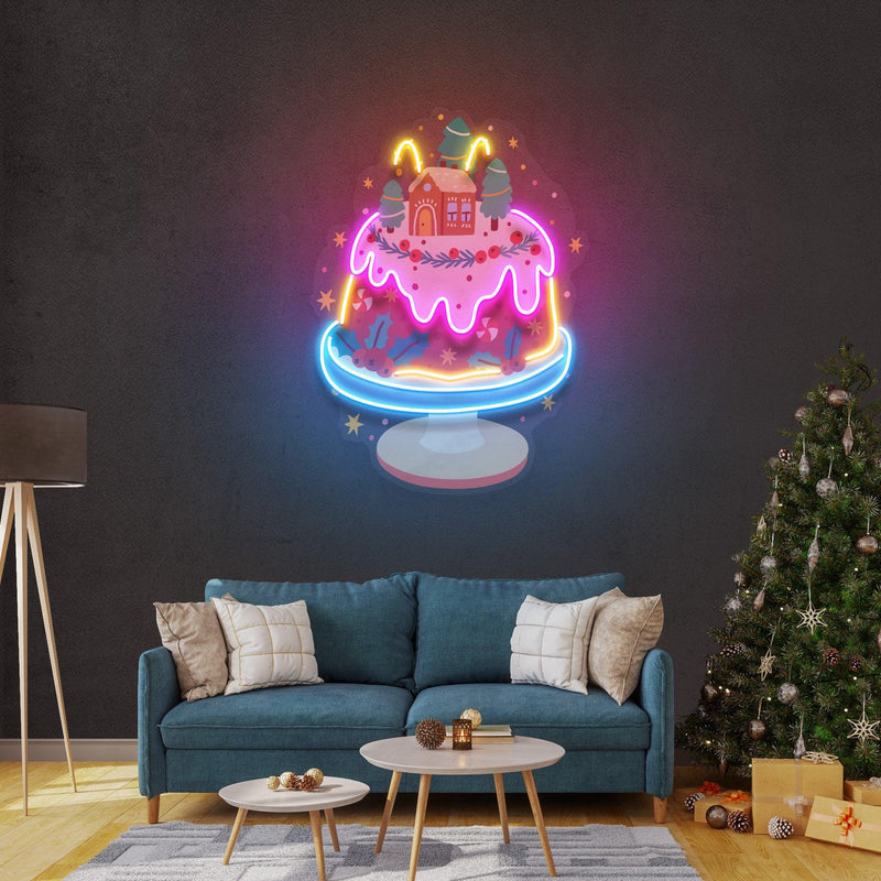 House On Cake Christmas Neon Sign - Custom Neon Signs | LED Neon Signs | Zanvis Neon®