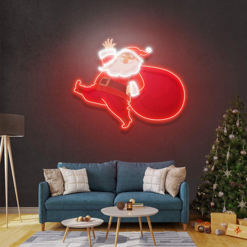Santa Is Coming Christmas LED Neon Acrylic Artwork - Custom Neon Signs | LED Neon Signs | Zanvis Neon®