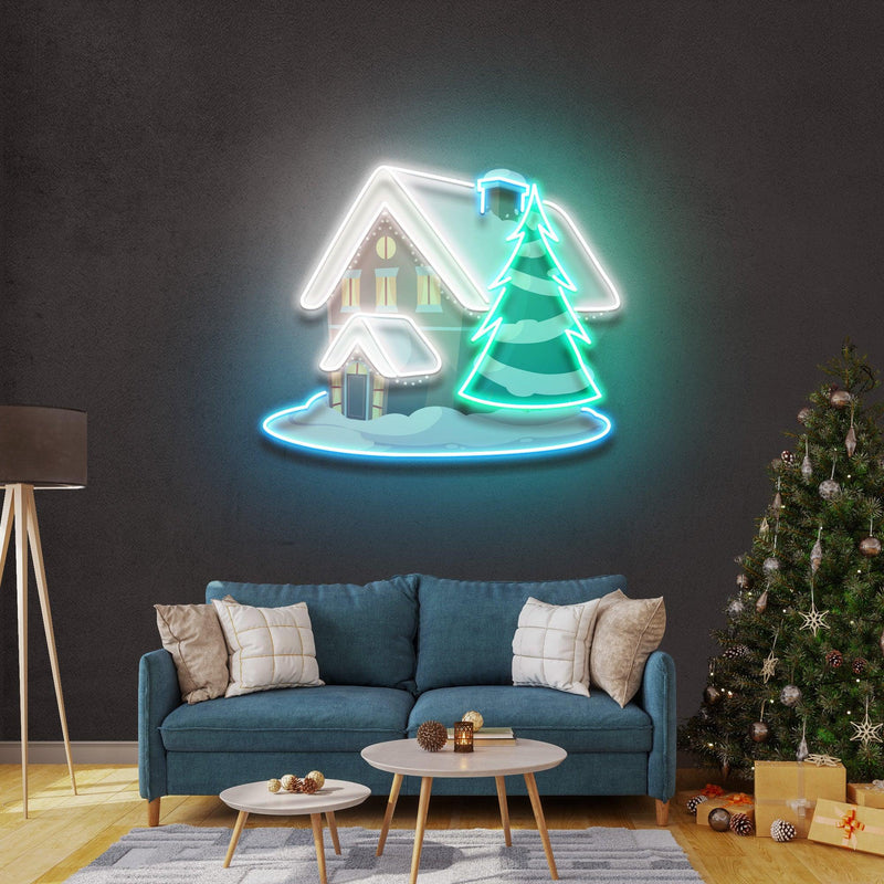 Snow House Christmas LED Neon Sign Artwork - Custom Neon Signs | LED Neon Signs | Zanvis Neon®