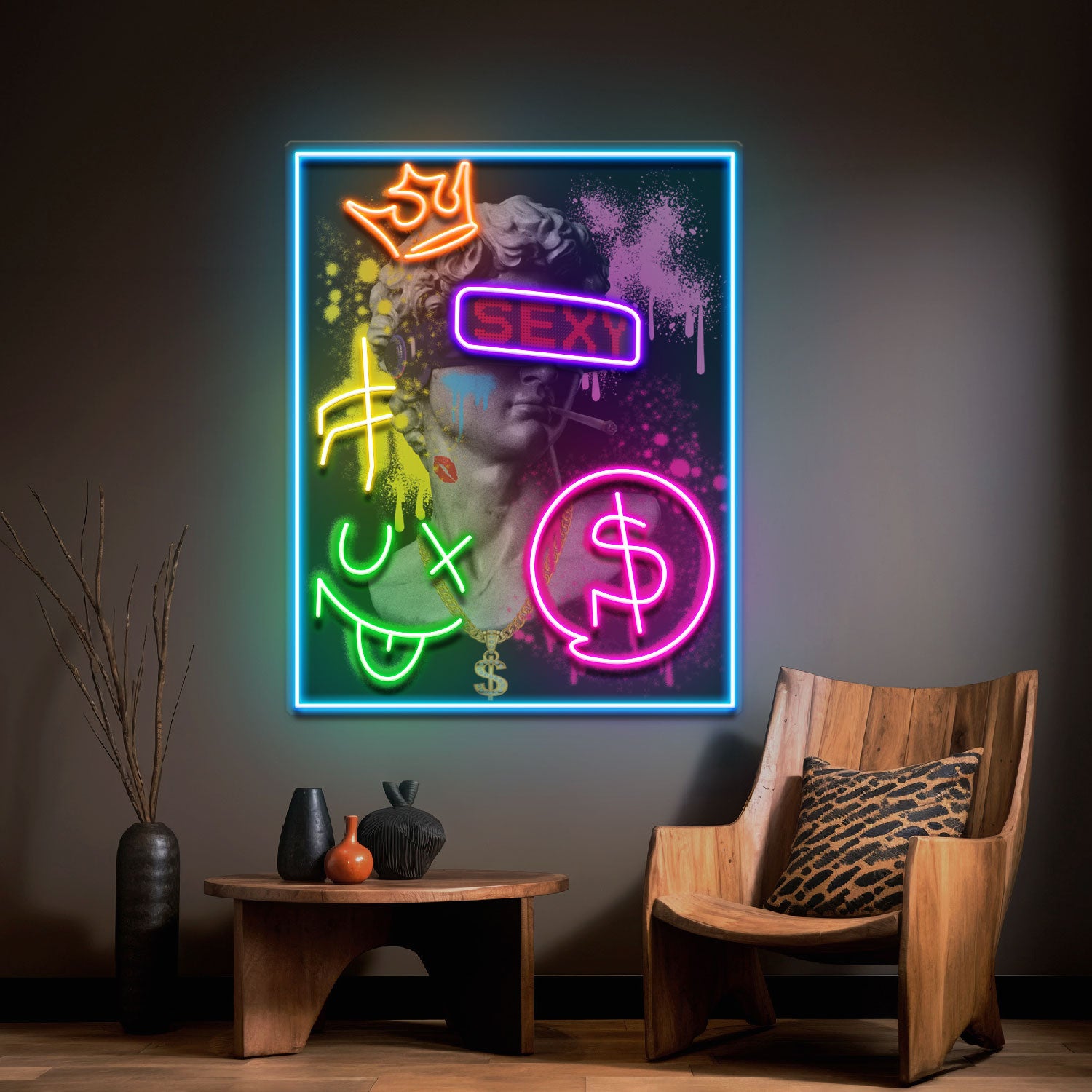 David Party House Collapse Art LED Neon Sign Light Pop Art