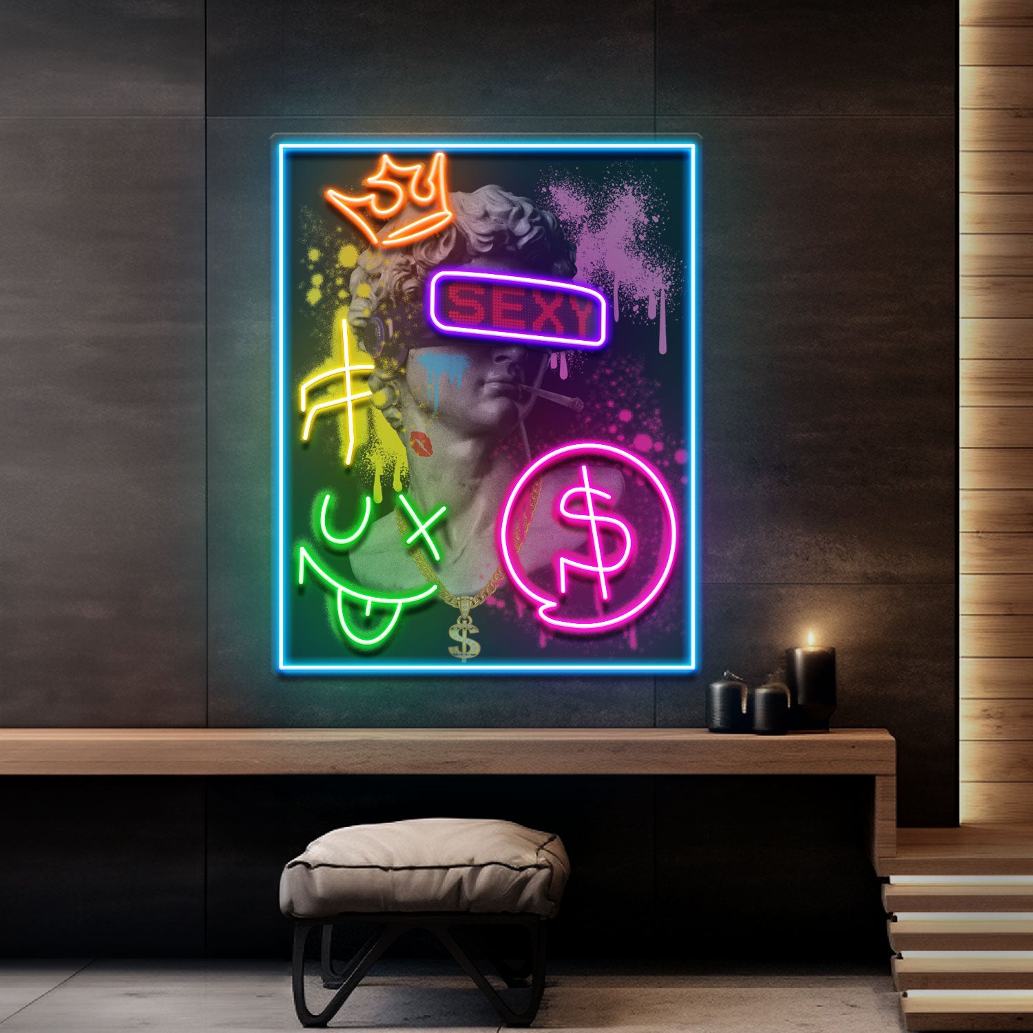 David Party House Collapse Art LED Neon Sign Light Pop Art