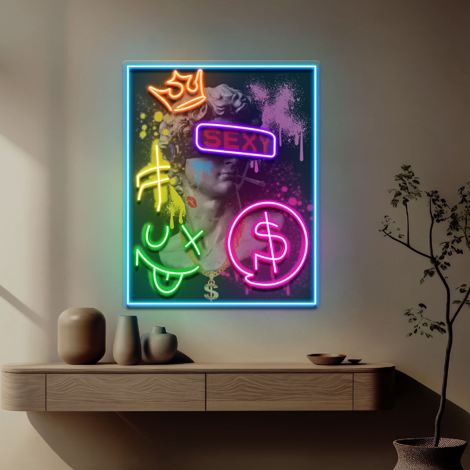 David Party House Collapse Art LED Neon Sign Light Pop Art