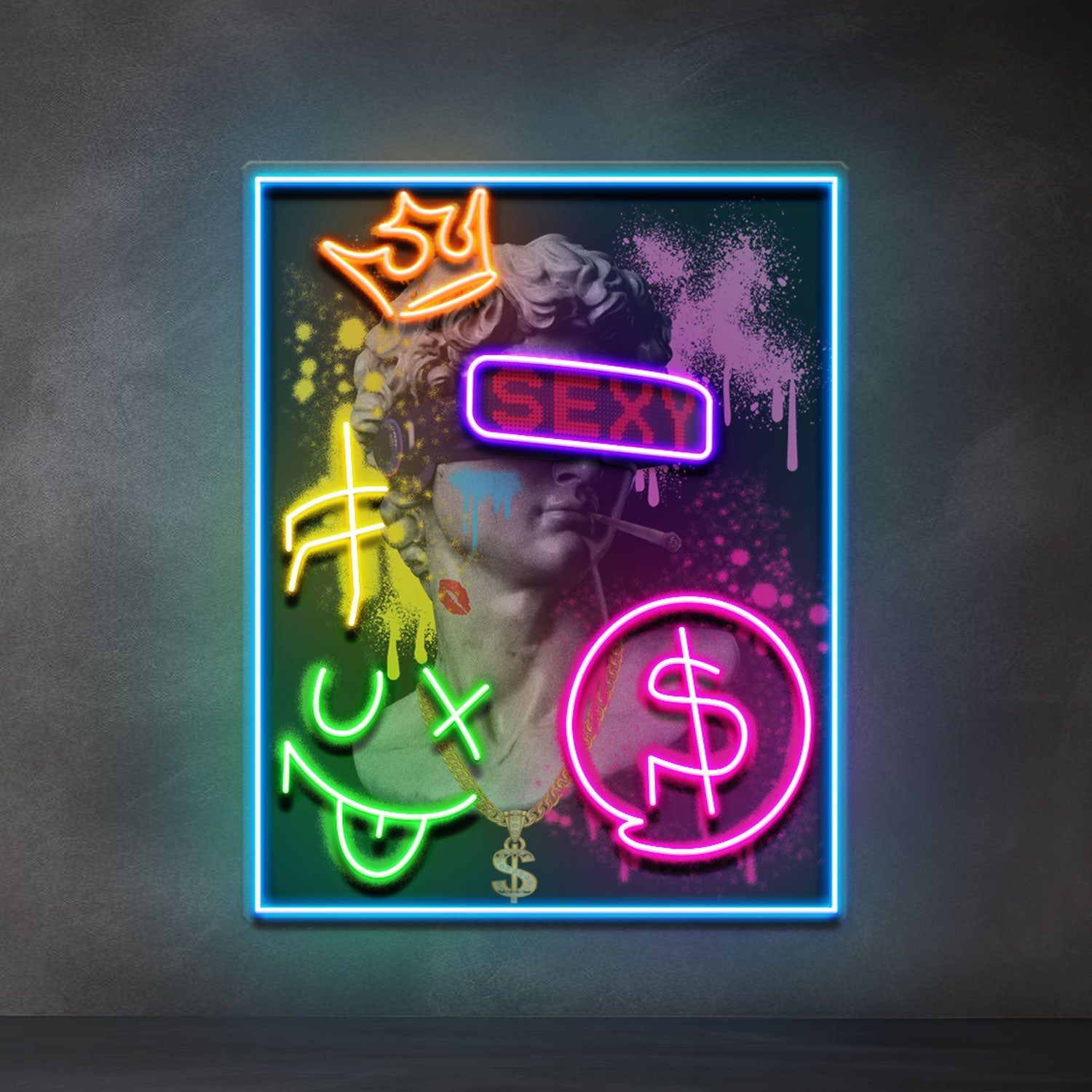 David Party House Collapse Art LED Neon Sign Light Pop Art