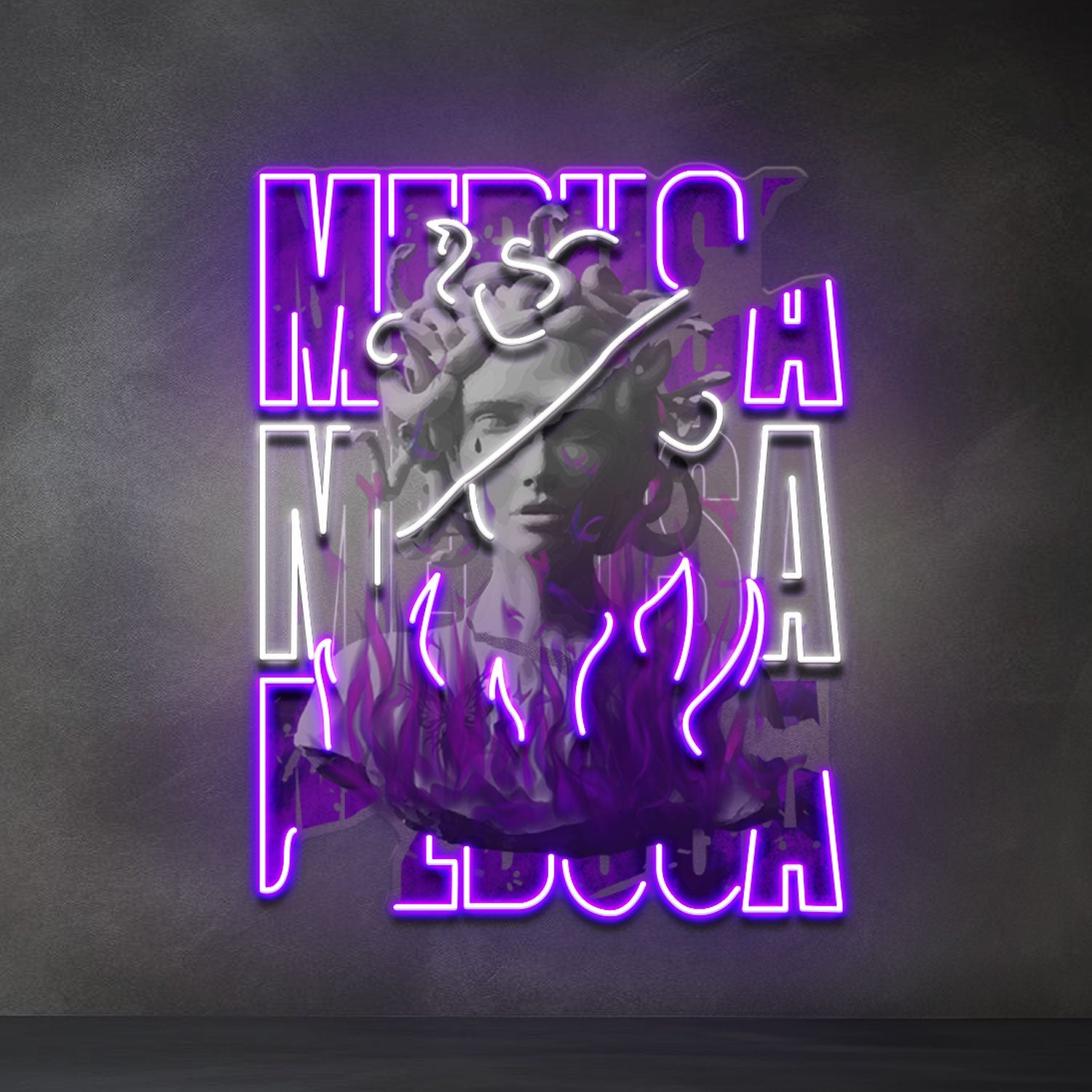 Medusa Painting In Collapse Art LED Neon Sign Light Pop Art