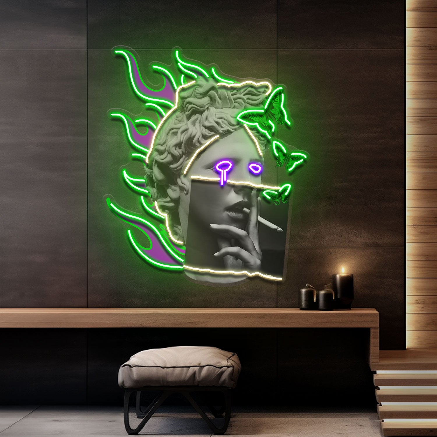 Smoking Art In Collapse Art LED Neon Sign Light Pop Art