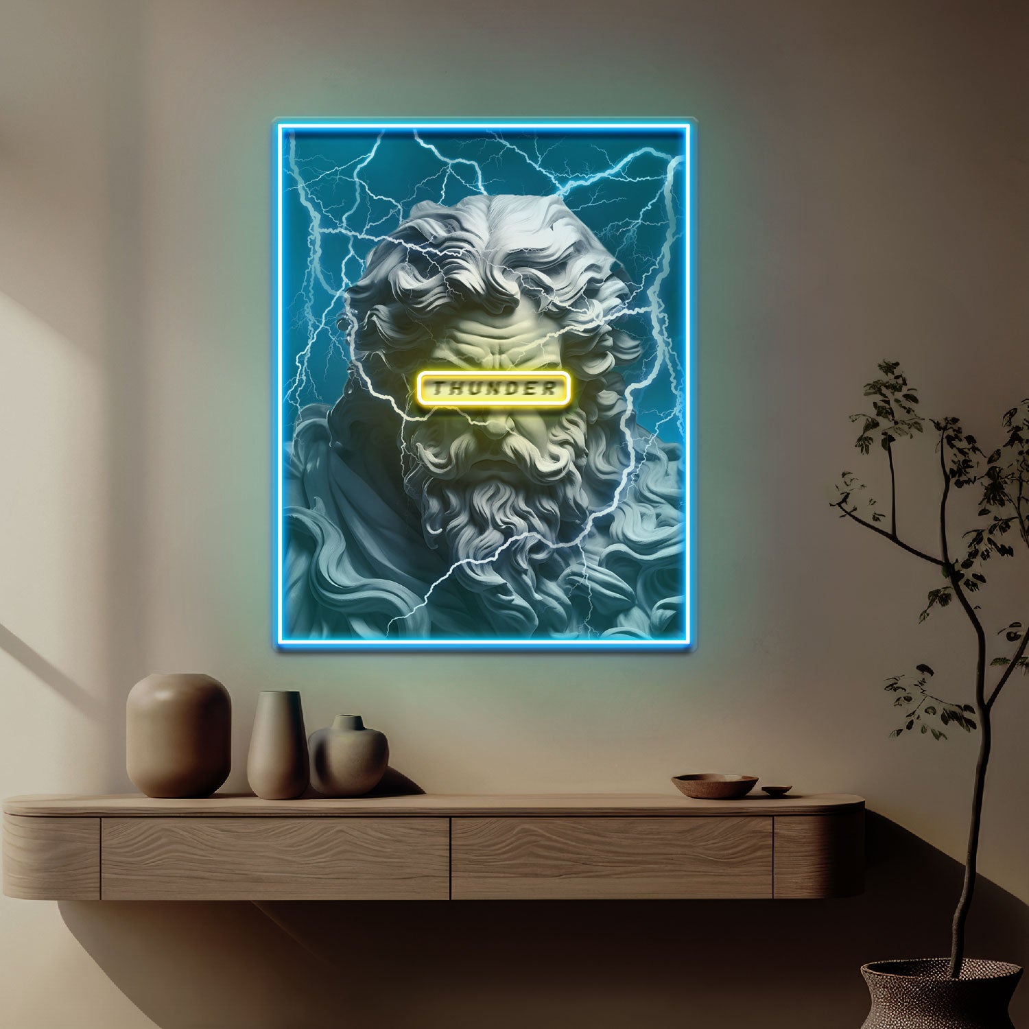 Ancient Thunder God Collapse Art LED Neon Sign Light Pop Art