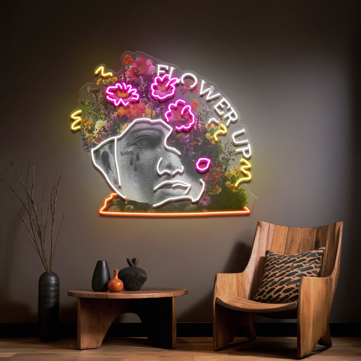 Flowers Bloom Up Collapse Art LED Neon Sign Light Pop Art