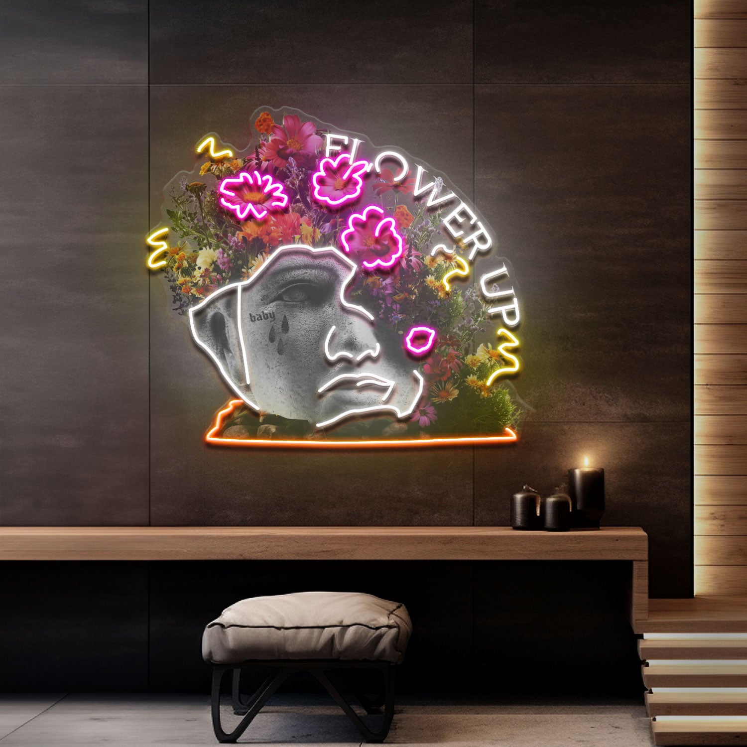 Flowers Bloom Up Collapse Art LED Neon Sign Light Pop Art