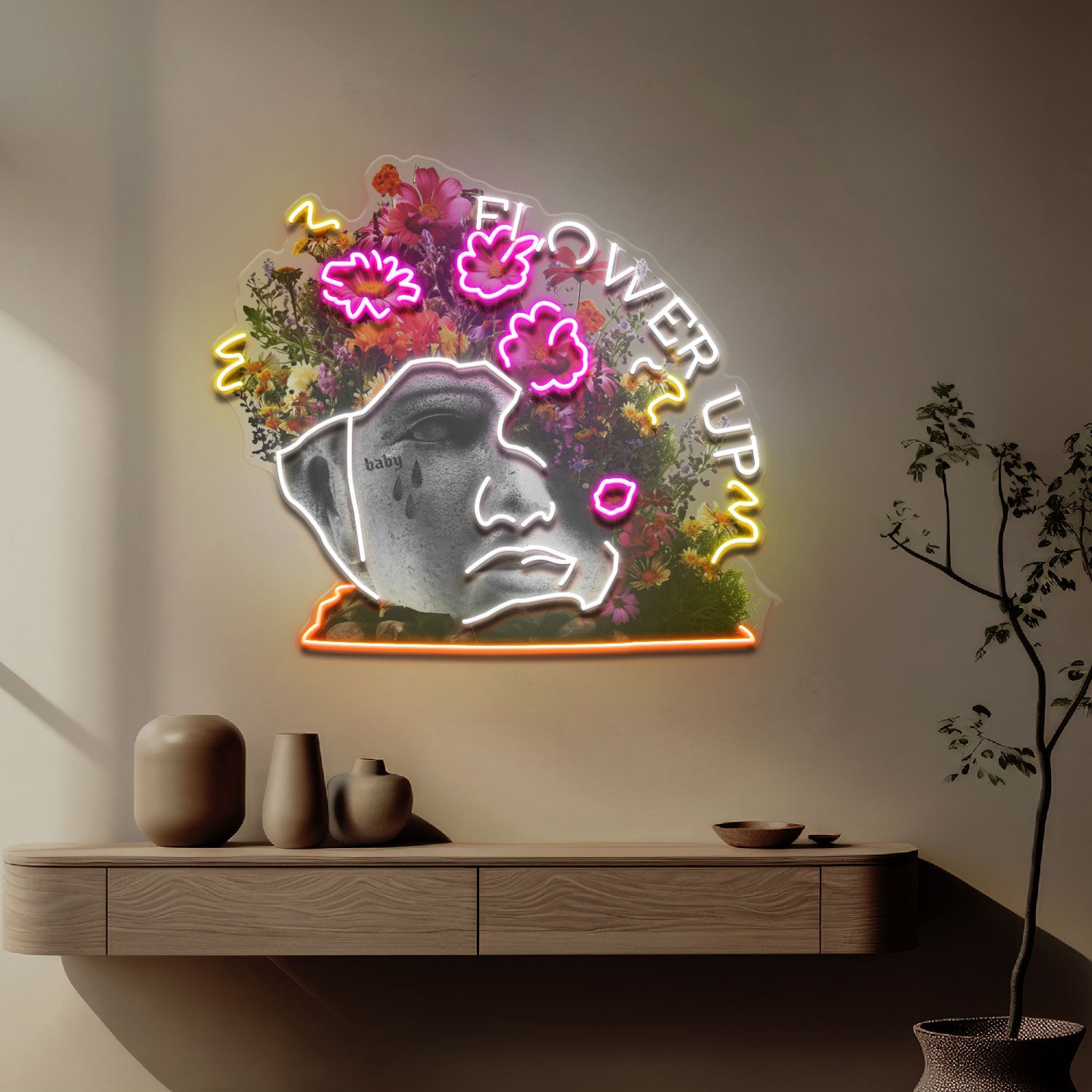 Flowers Bloom Up Collapse Art LED Neon Sign Light Pop Art