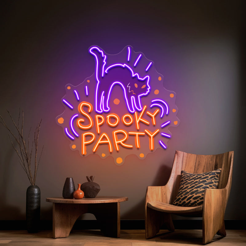 Halloween Theme SPOOKY PARTY LED Neon Sign Light Pop Art