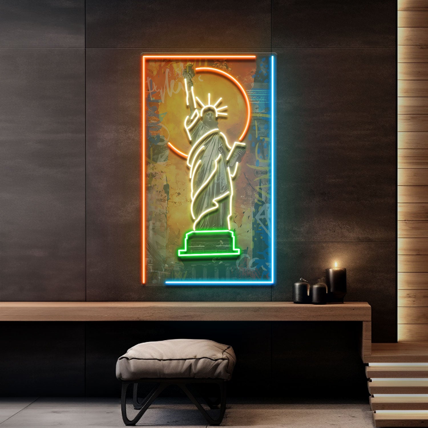 Colorful Liberty Statue Collapse Art LED Neon Sign Light Pop Art