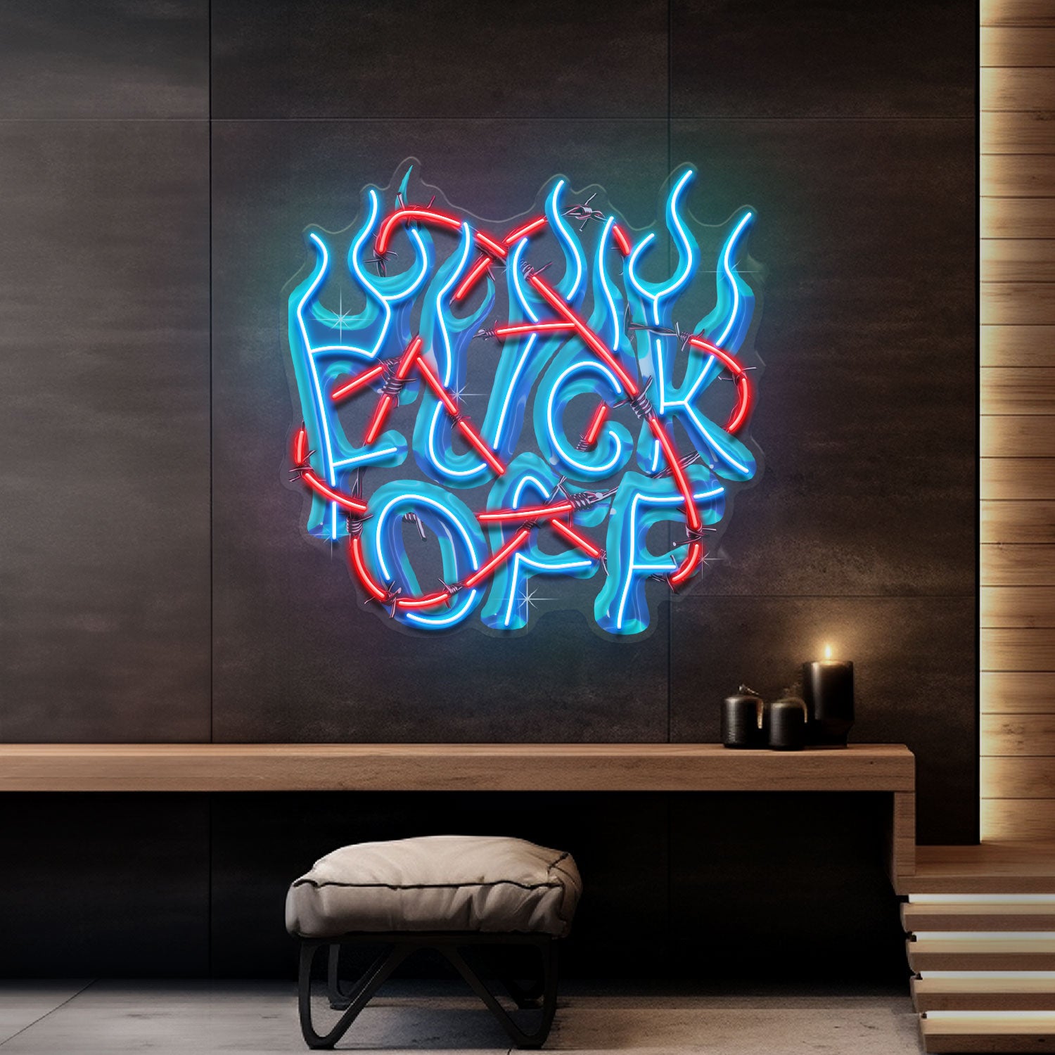 Rebelious F-ck Off In Collapse Art LED Neon Sign Light Pop Art