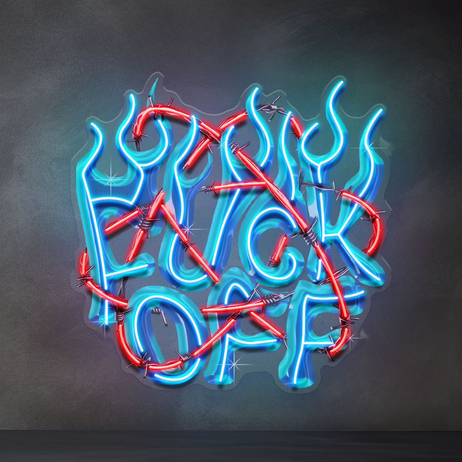 Rebelious F-ck Off In Collapse Art LED Neon Sign Light Pop Art