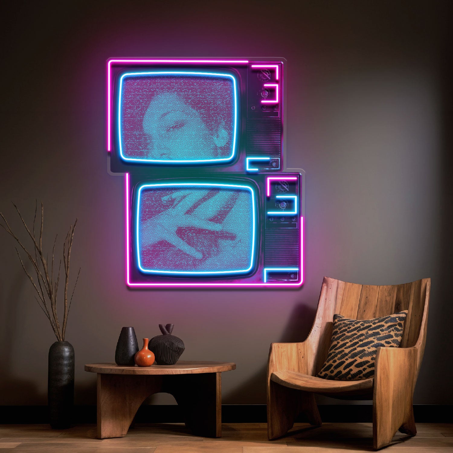 Retro Television Star Collapse Art LED Neon Sign Light Pop Art