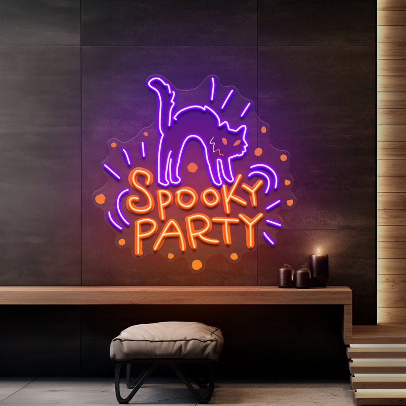 Halloween Theme SPOOKY PARTY LED Neon Sign Light Pop Art