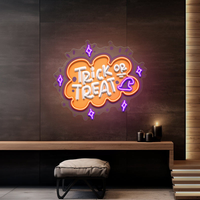 Trick Or Treat Halloween Theme LED Neon Sign Light Pop Art