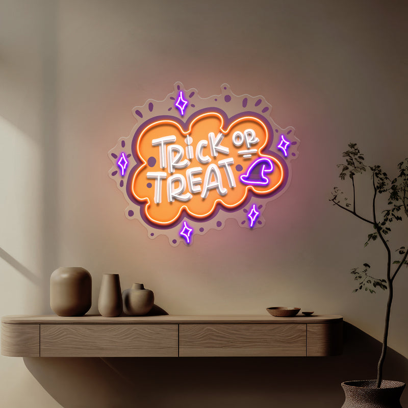 Trick Or Treat Halloween Theme LED Neon Sign Light Pop Art