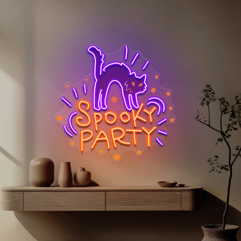 Halloween Theme SPOOKY PARTY LED Neon Sign Light Pop Art