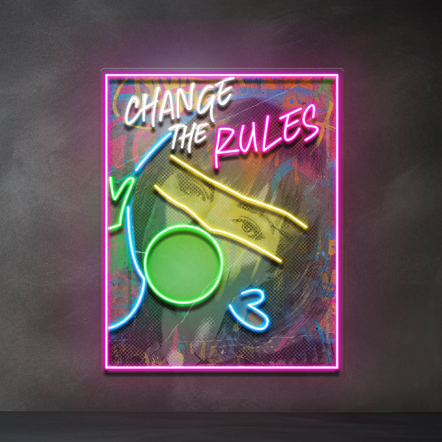 Rebelious Change The Rule Collapse Art LED Neon Sign Light Pop Art