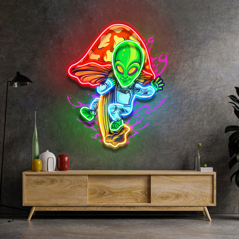 Alien Flying Mushrooms Galaxy LED Neon Sign Light Pop Art