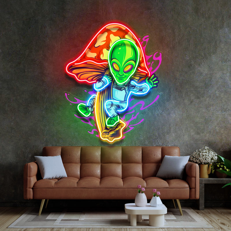 Alien Flying Mushrooms Galaxy LED Neon Sign Light Pop Art