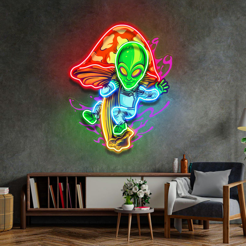 Alien Flying Mushrooms Galaxy LED Neon Sign Light Pop Art