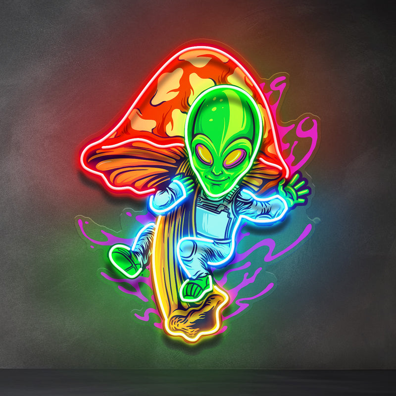 Alien Flying Mushrooms Galaxy LED Neon Sign Light Pop Art