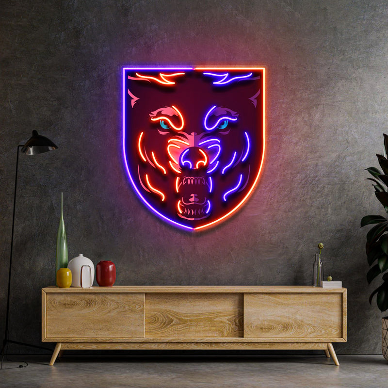 Angry Wolf Head LED Neon Sign Light Pop Art