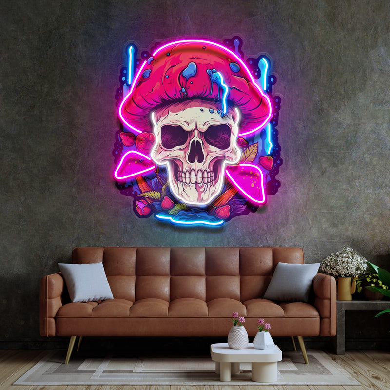 A Skull With A Mushroom Hat LED Neon Sign Light Pop Art