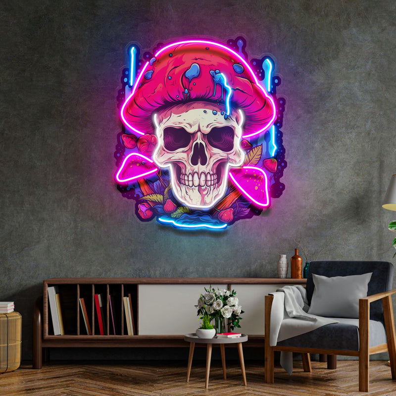 A Skull With A Mushroom Hat LED Neon Sign Light Pop Art