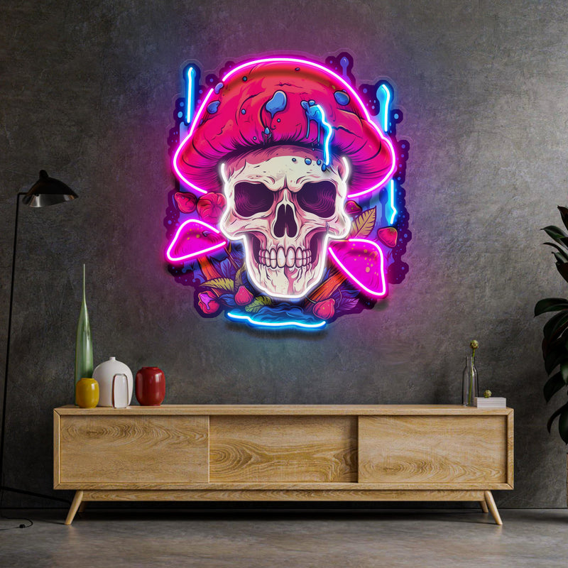 A Skull With A Mushroom Hat LED Neon Sign Light Pop Art