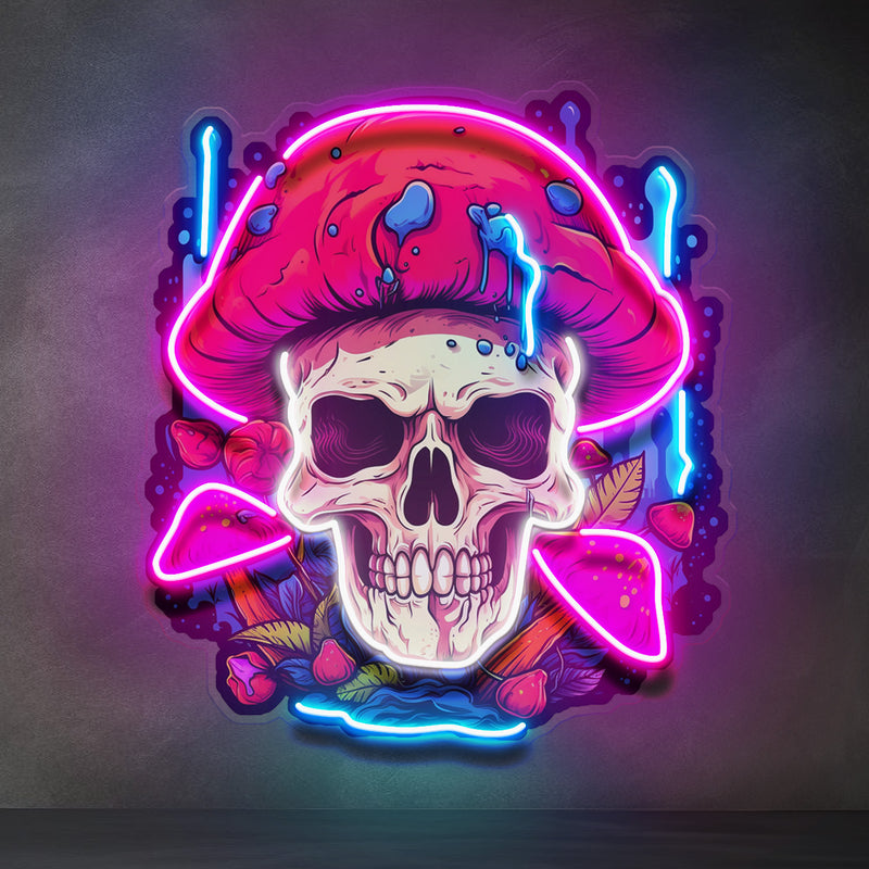 A Skull With A Mushroom Hat LED Neon Sign Light Pop Art