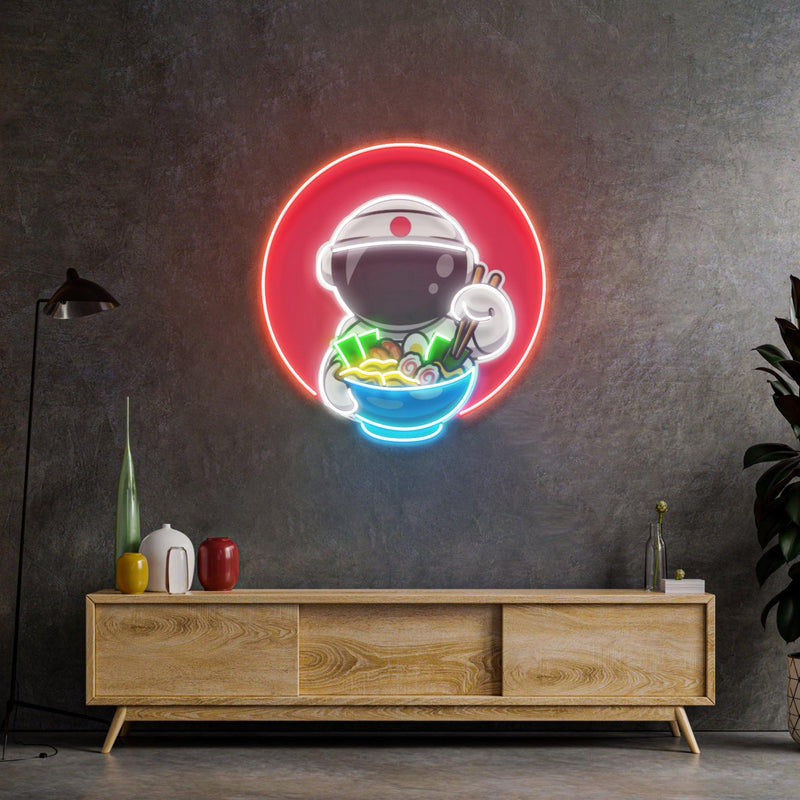 Astronaut Eating Ramen Led Neon Acrylic Artwork - Custom Neon Signs | LED Neon Signs | Zanvis Neon®