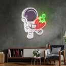 Astronaut Holding Strawberry Led Neon Acrylic Artwork - Custom Neon Signs | LED Neon Signs | Zanvis Neon®