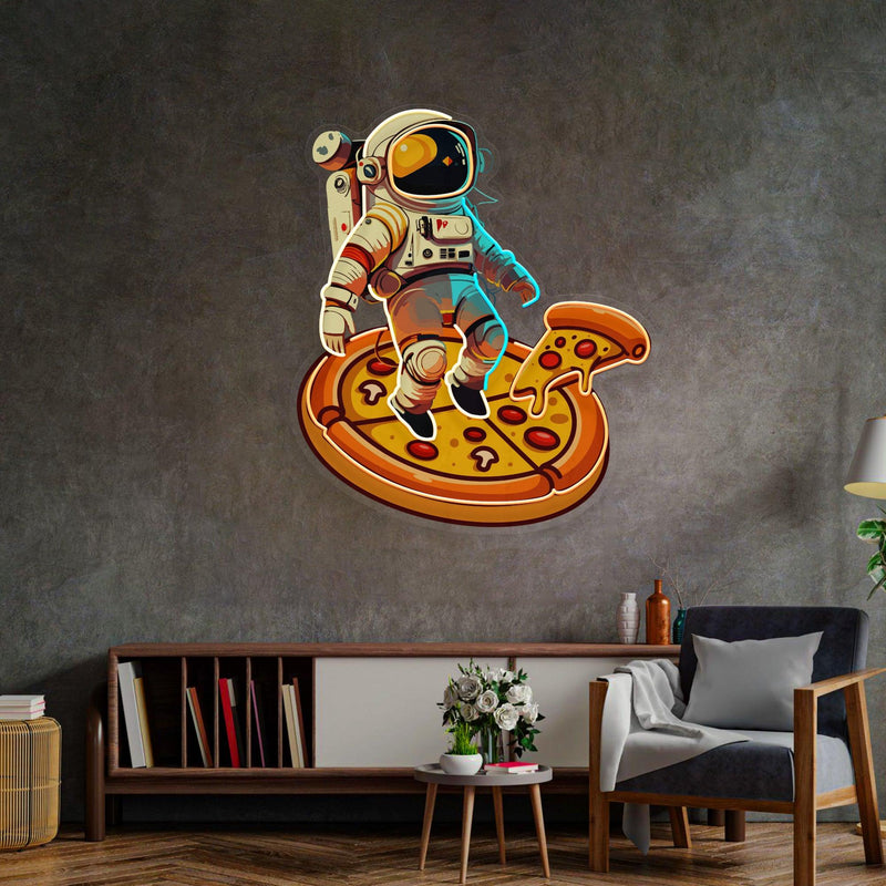 Astronaut Pizza Led Neon Acrylic Artwork - Custom Neon Signs | LED Neon Signs | Zanvis Neon®