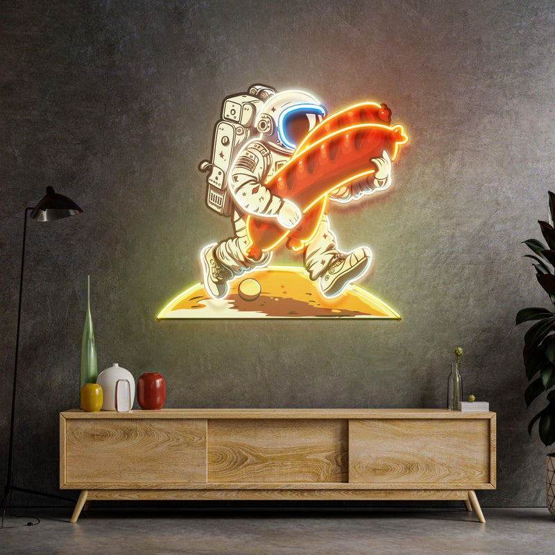 Astronaut and Sausage Led Neon Acrylic Artwork - Custom Neon Signs | LED Neon Signs | Zanvis Neon®