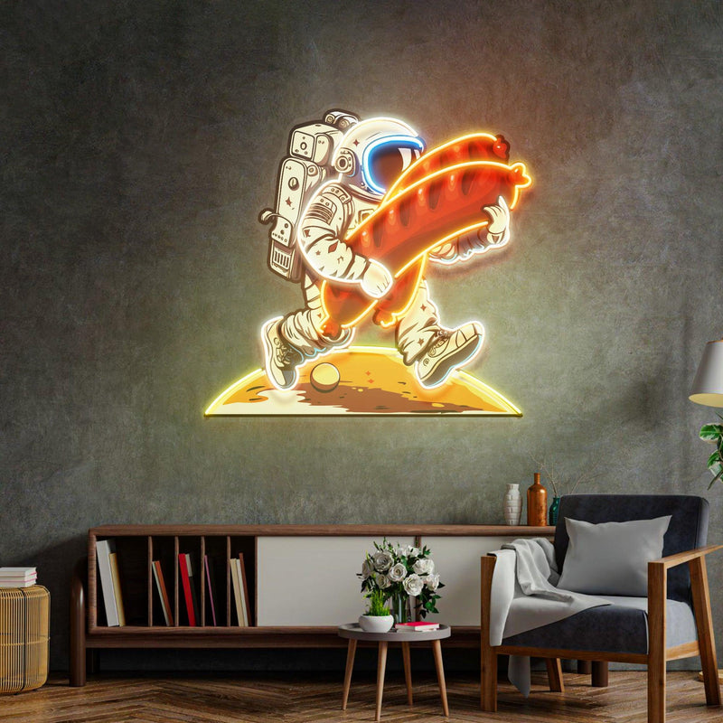 Astronaut and Sausage Led Neon Acrylic Artwork - Custom Neon Signs | LED Neon Signs | Zanvis Neon®