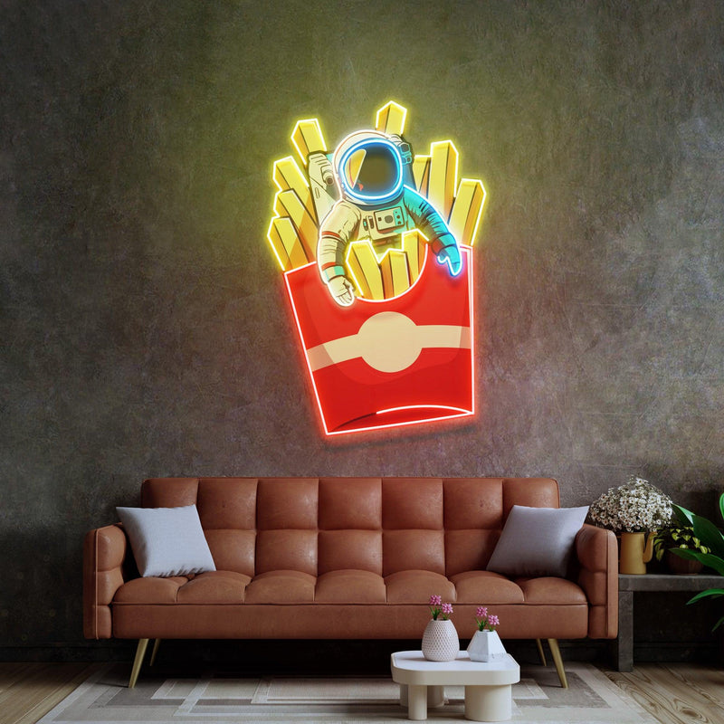 Astronaut on Chips Led Neon Acrylic Artwork - Custom Neon Signs | LED Neon Signs | Zanvis Neon®