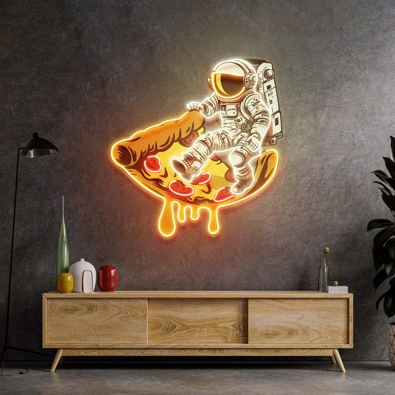 Astronaut on Pizza Mat Led Neon Acrylic Artwork