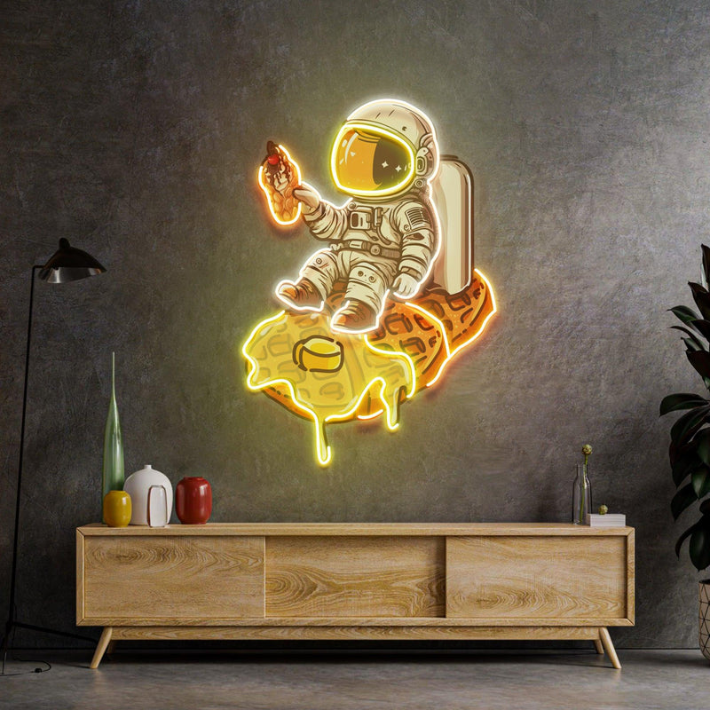 Astronaut on Waffle Led Neon Acrylic Artwork - Custom Neon Signs | LED Neon Signs | Zanvis Neon®