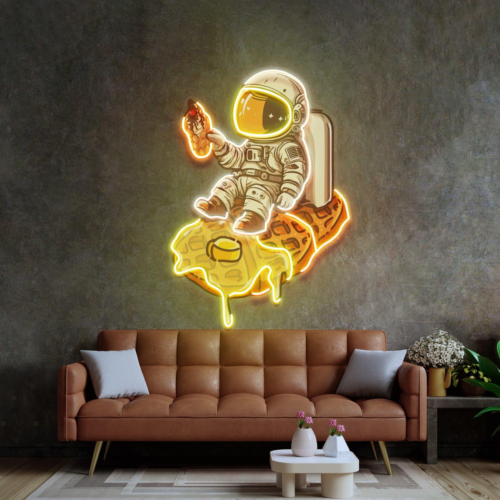 Astronaut on Waffle Led Neon Acrylic Artwork - Custom Neon Signs | LED Neon Signs | Zanvis Neon®